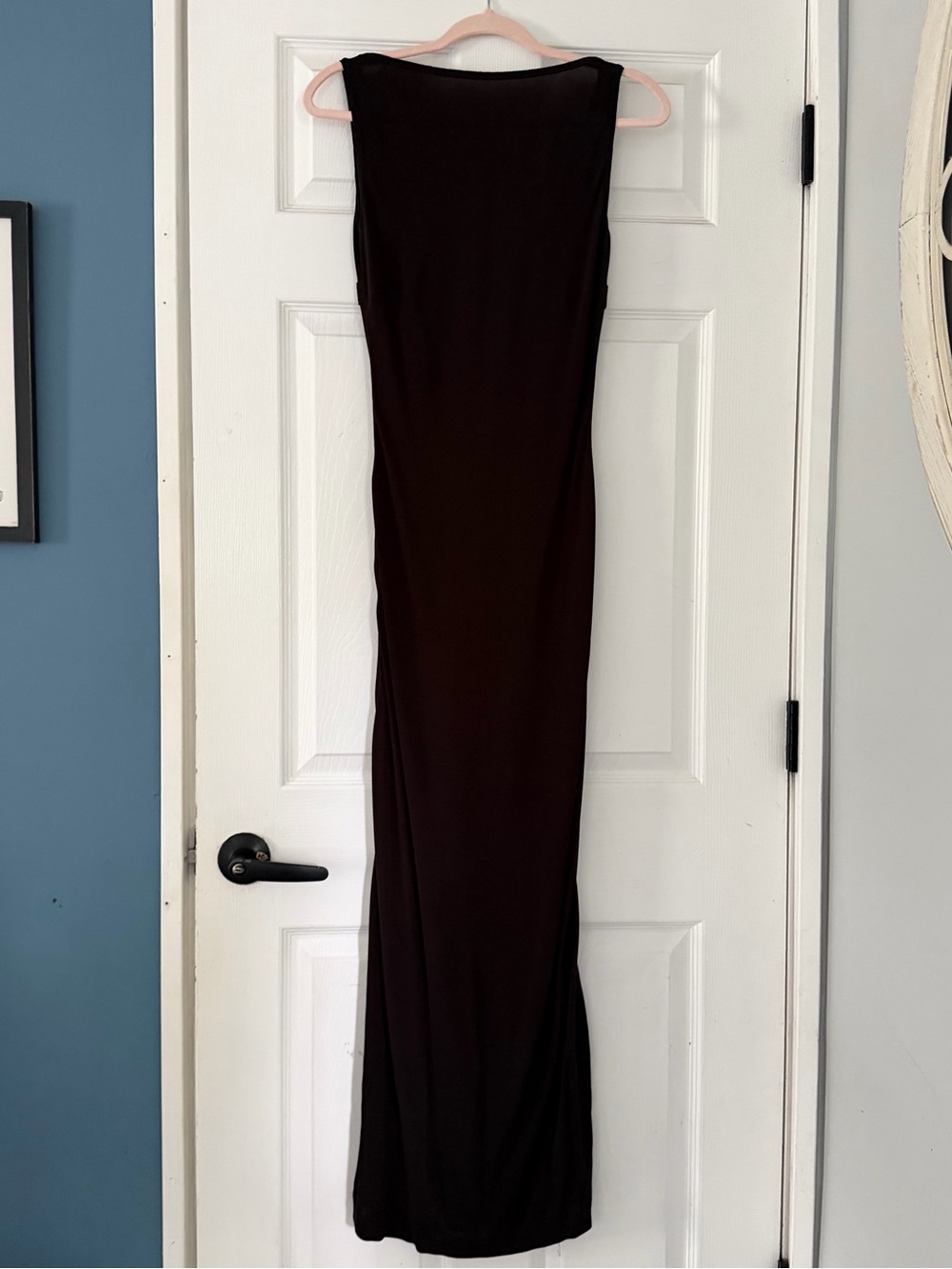Rare Vintage MONDI Open Back Crystal Clasp Draped Maxi Evening Dress Gown